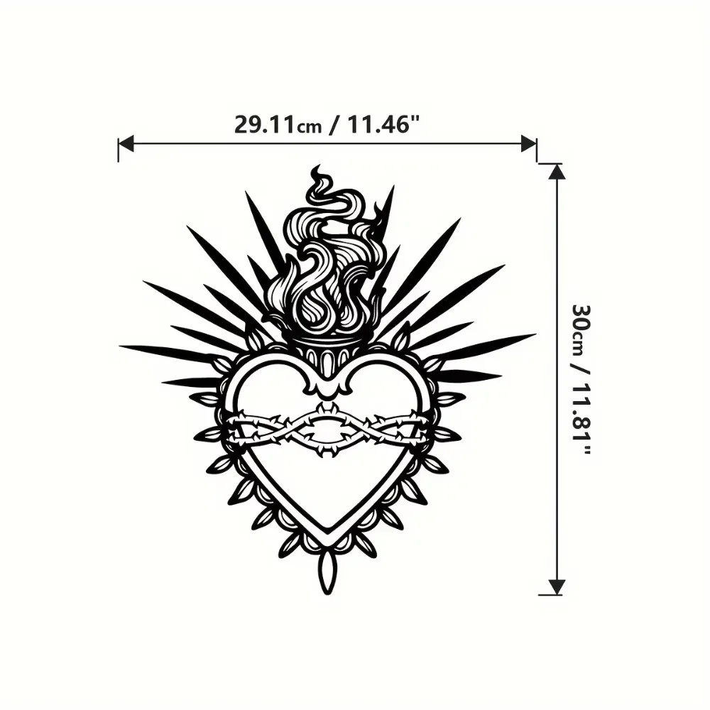Metal Wall Art Sacred Heart Christ with Sacred Words Verses Ideal for Faith-Based Home and Living Room Decor