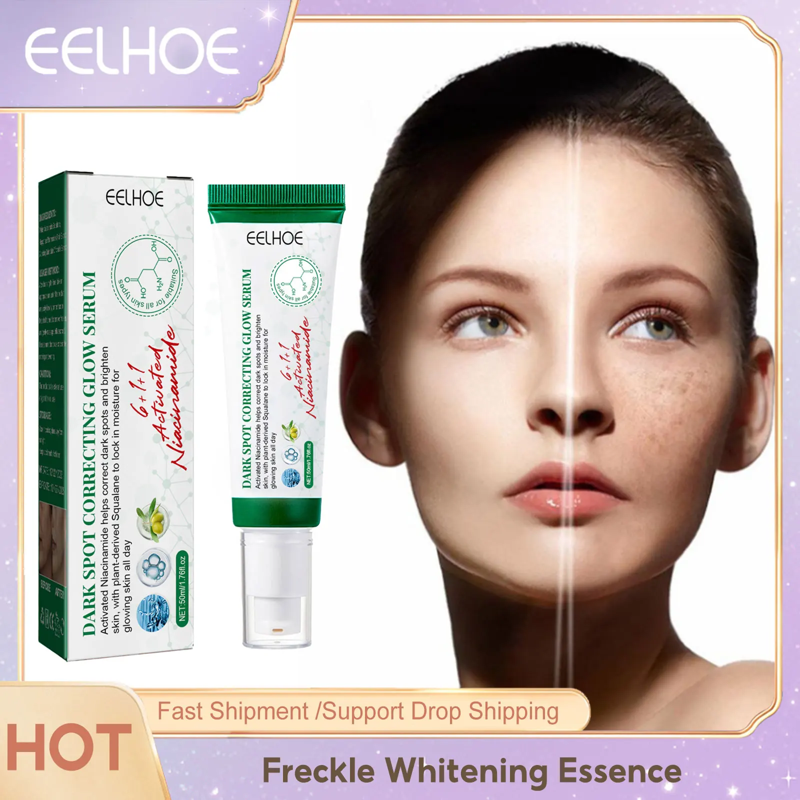 

Dark Spots Remover Serum Freckle Removal Lighten Melanin Fade Pigment Anti Melasma Repair Dullness Speckle Whitening Facial Care