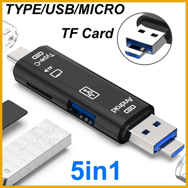 NEW 2026 5 in 1 USB 2.0 Type C USB Micro USB SD TF Memory Card Reader PHONE HUB for Android Computer Dock OTG Type C Adapter