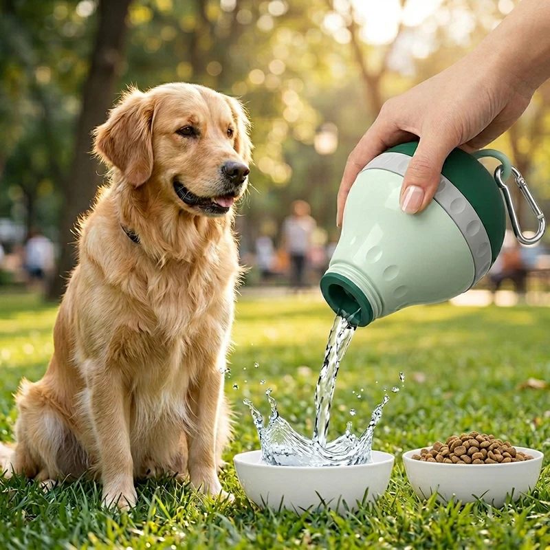 

Pawbient Portable Pet Water Bottle 200Ml Foldable Silicone Leak-Proof Outdoor Walking Dog Cat Travel Dispenser With Carabiner