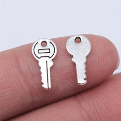 WYSIWYG 40pcs 13x5mm Antique Silver Color Key Charms Pendant For Jewelry Making DIY Jewelry Findings