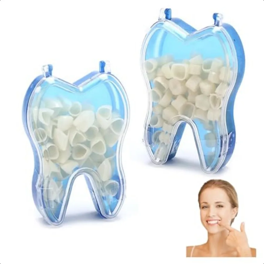 100 PCS Dental Crown Kit with Molar Caps Tooth Veneers Snap On Tooth Covers for Adults Repair Broken Teeth Cap Kit for Anterior