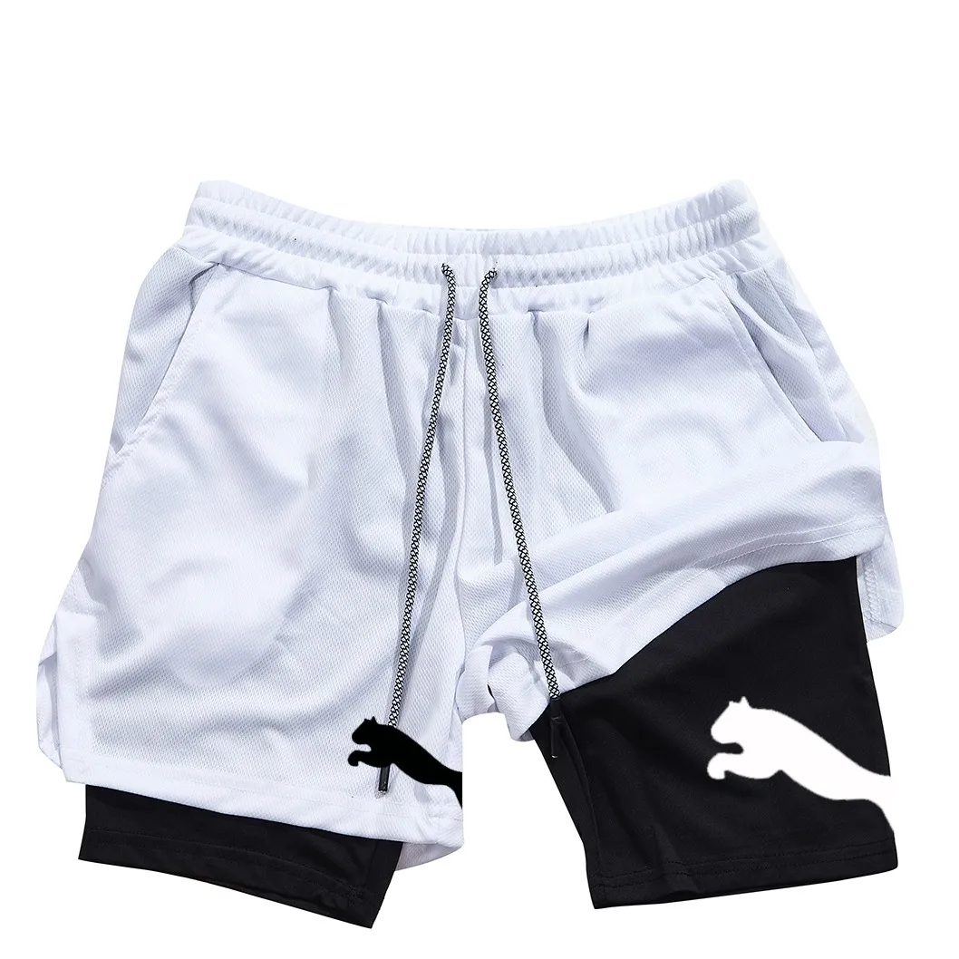 Sports shorts men's 2-in-1 running compression shorts training yoga gym sportswear sports shorts with pockets