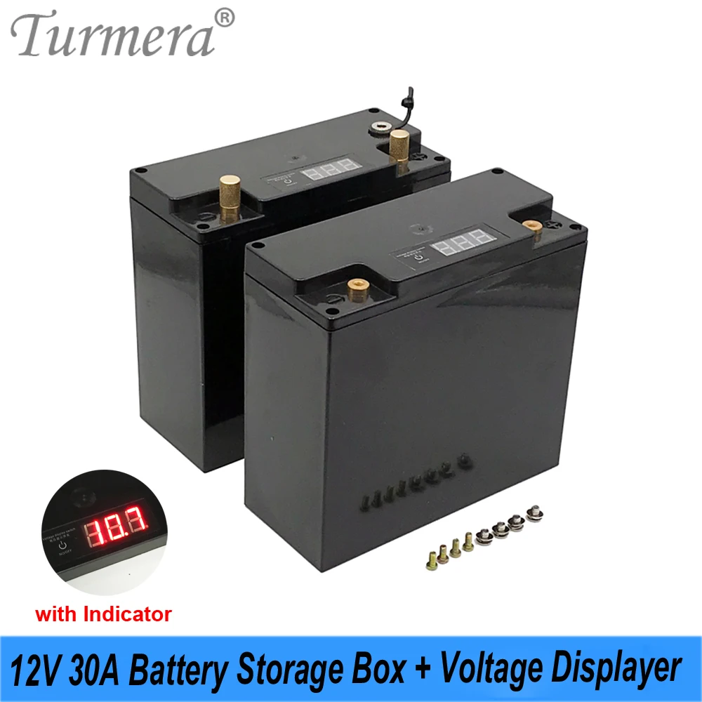 

Turmera 12V 30A UPS Lithium Battery Box with Voltage Display DC Charging Port Customize Can Max. Build 48Pieces 18650 Batteries