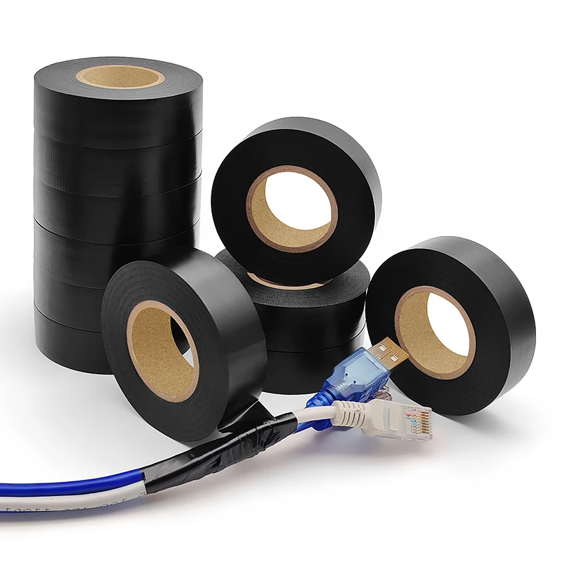 Black Flame Retardant Electrical Insulation Tape High Adhesive Electrician Wire High Voltage PVC Waterproof Tape