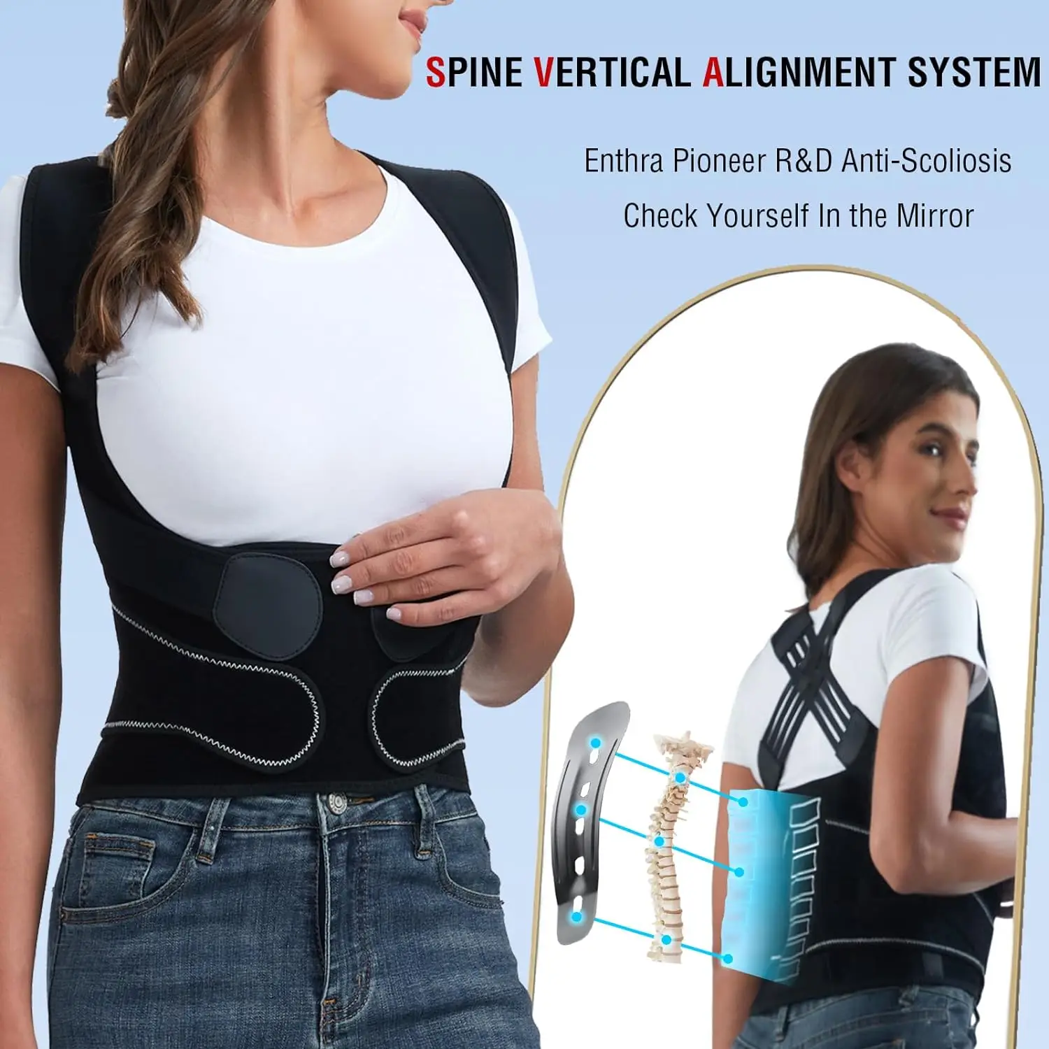 Posture Corrector for Women and Men, Adjustable Shoulder Posture Brace, Back Straightener Posture, Used for Middle Upper Spine