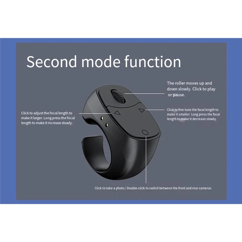 A97I-Wireless Bluetooth Roller Smart Fingertip Ring Remote Control Mouse Mobile Selfie Video Mice Automatic Turner Browsing Whit