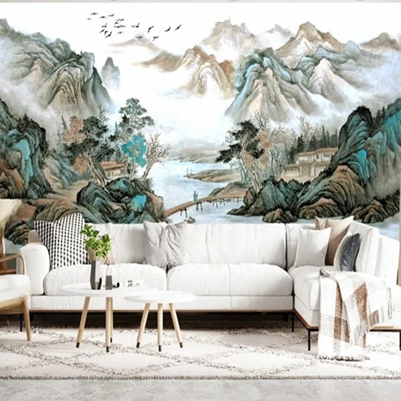 MU8049 Wall Mural Modern Art Hand Painted Leaves Fruit Murals Wall Cloth Dining Room Living Room Background Home Decor Wallpaper