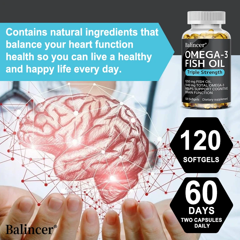 زيت السمك أوميغا 3 - مع DHA وEPA - يدعم الدماغ والجهاز العصبي والقلب والأوعية الدموية وصحة البشرة ومضادات الأكسدة - 120 كبسولة #6