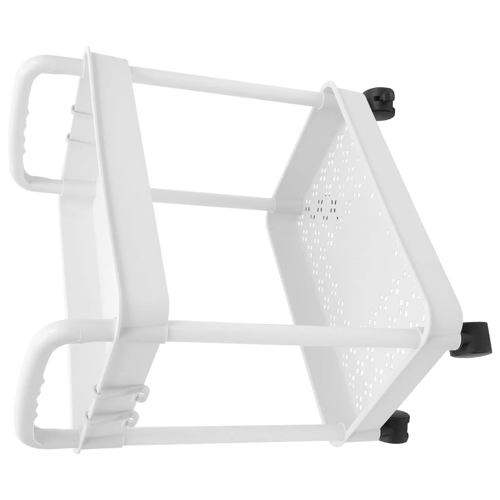 

2 Tier Rolling Cart Storage Rack White PP Material 360 Degree Kitchen Bathroom Office Bookshelf Diaper Movable Organizer