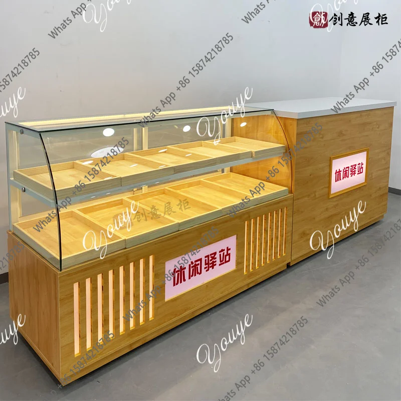 J Pastry Bakery Cabinet, Curved Display Stand Commercial Baking Push-pull Glass Cabinet Designer Practical