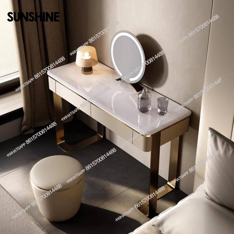 

Bedroom leather dresser stainless steel modern simple small apartment, marble