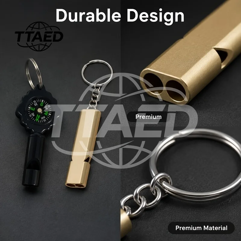 TTAED Double Pipe Whistle Pendant Keychain High Decibel Portable Outdoor Survival Emergency Camping Tool Multifunction Whistle