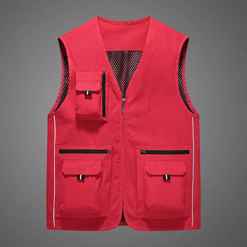 2025L men can customize LOGO multi-pocket V-neck photography fishing vest