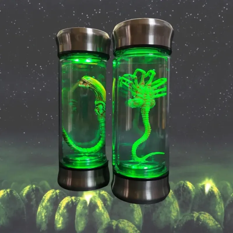 جرة عينة زينومورف المتوهجة - غرفة حيوية لجنين الوجه |   نسخة طبق الأصل من الدعامة الغريبة |   ديكور رعب خيال علمي