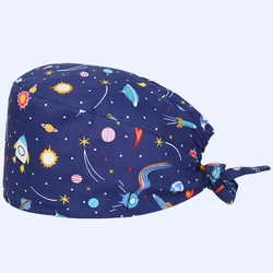 Space Series Pattern Printed Surgical Cap Ultra Soft Doctor Scrubing Hat Unisex Medical Cap Dentist Pet Hospital Headwears M596