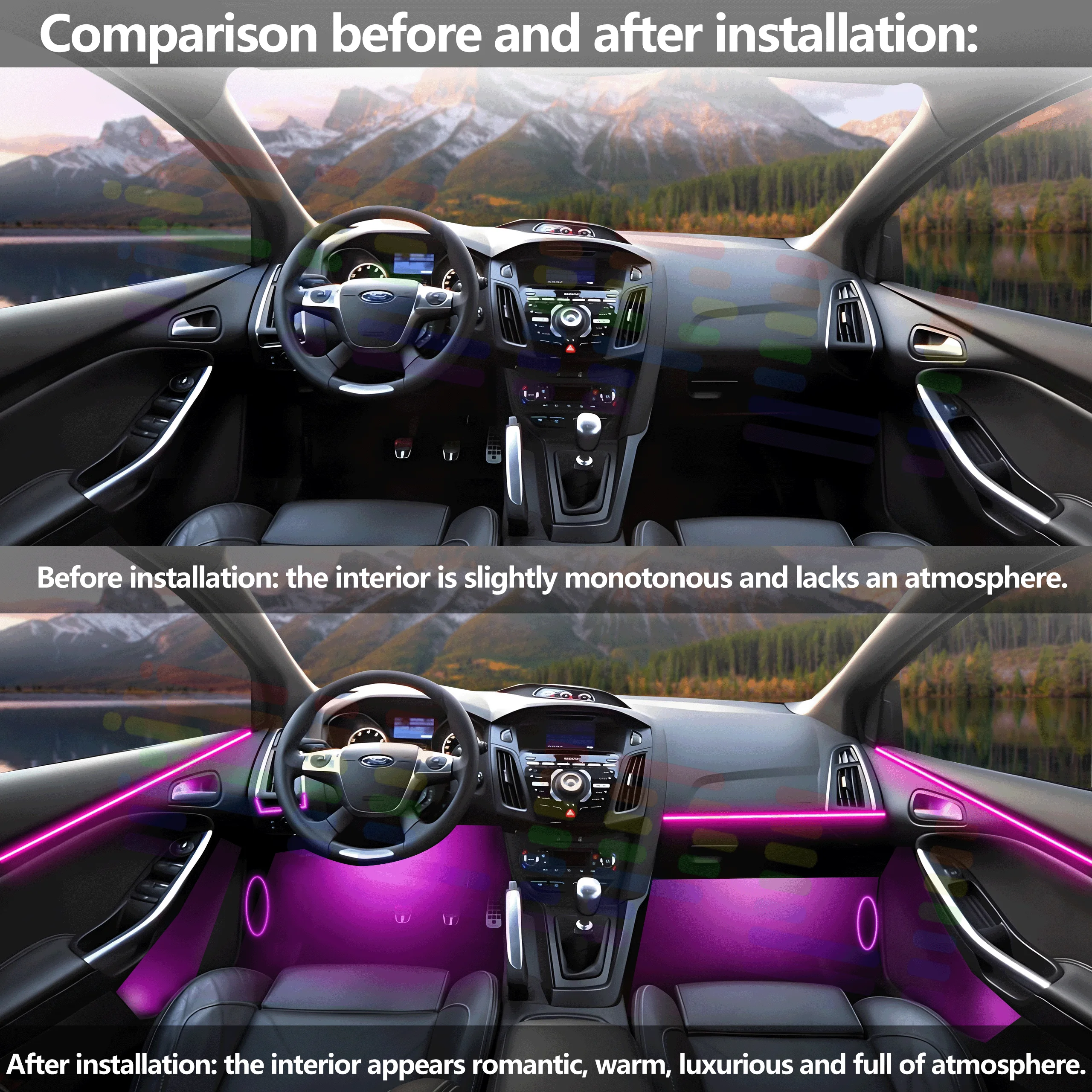 لتويوتا كامري 5 2003-2004 السيارات الداخلية LED قطاع الديكور 64 ألوان RGB تنوعا أنماط الإضاءة الديناميكية App التحكم