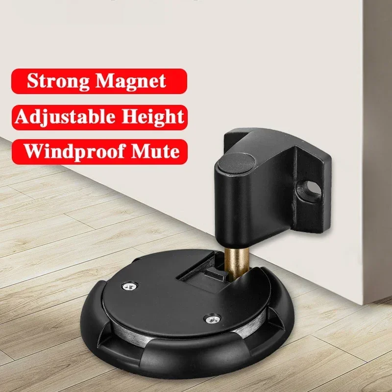 1/2 Piece Mechanical Ground Suction Telescopic Adjustment Zinc Alloy Door Stopper Without Punching Magnetic Suction Door Stop