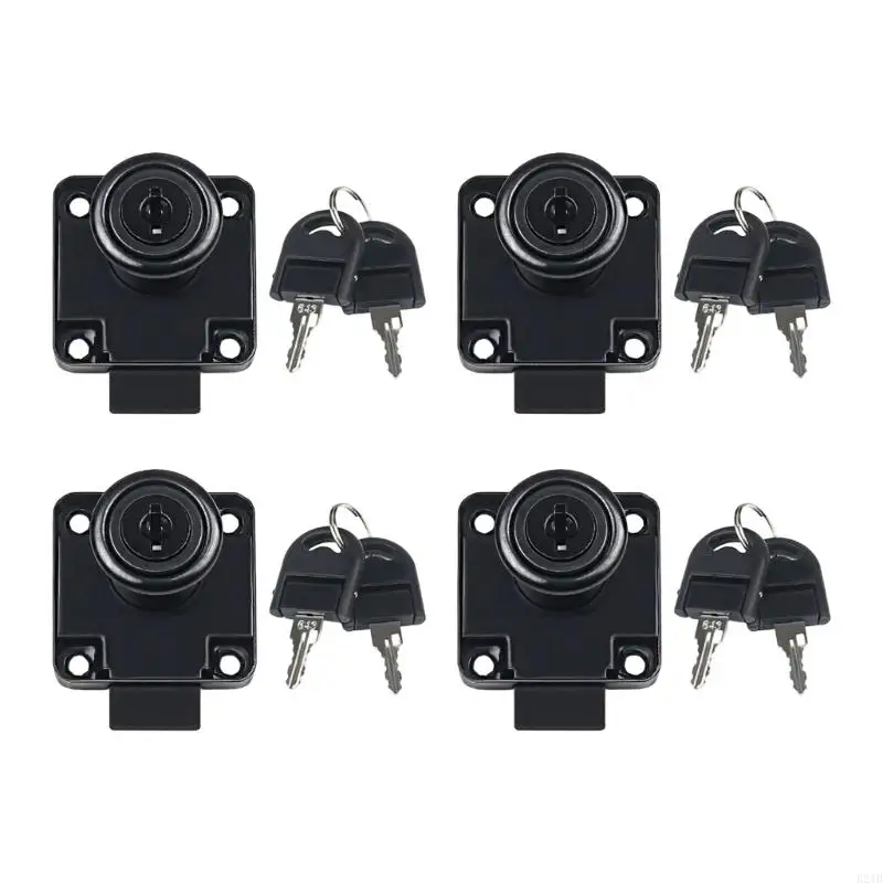 4Pcs Cabinet Lock with Keys Cupboard Desk Hasp Latches Letter MailBox Lock 