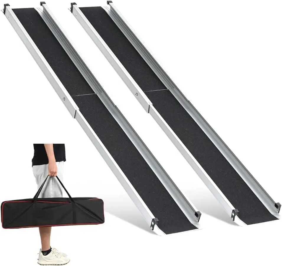 

Adjustable Wheelchair Ramp 5FT Telescopic Portable for Steps Stairs Doorways with Carrying Bag