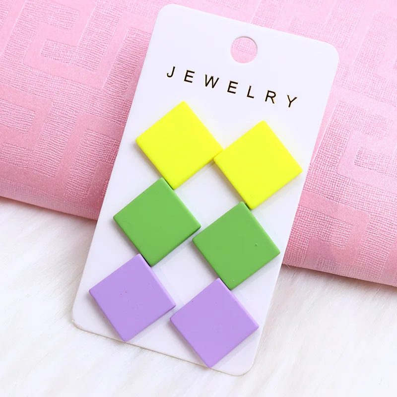 New Valentine\'s Day Earring Set Fashion Colorful Round Hexagonal Love Acrylic Earrings For Women Jewelry Gift