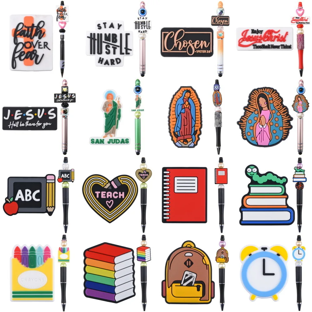 

Acbeaded 1pcs Christianity Jesus Beads Of Pens Cartoon 3D Nameplate Focal Beads Cute Notebook Clock Beadable Beads Kids Gifts