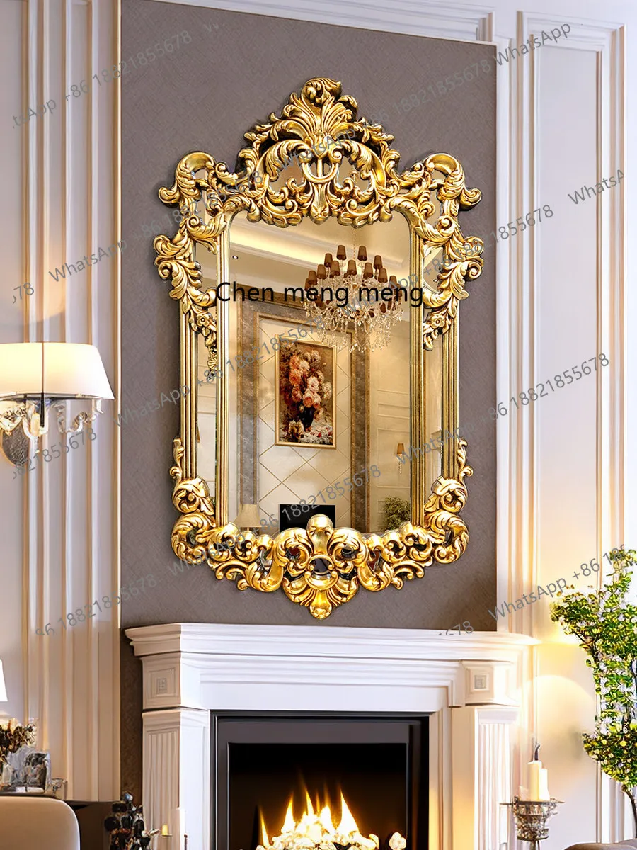 

European American bathroom mirror wall hanging retro bathroom mirror dresser mirror porch