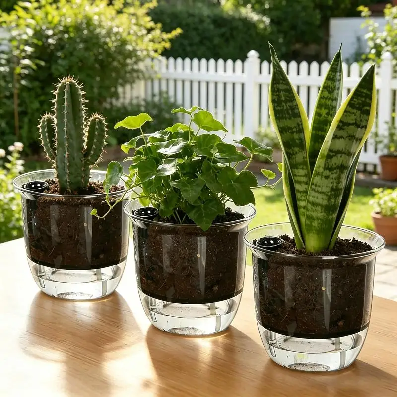 Self Watering Indoor Plant Pots with Visible Deep Reservoir for Spider Plants Orchids Beginner Friendly Planting