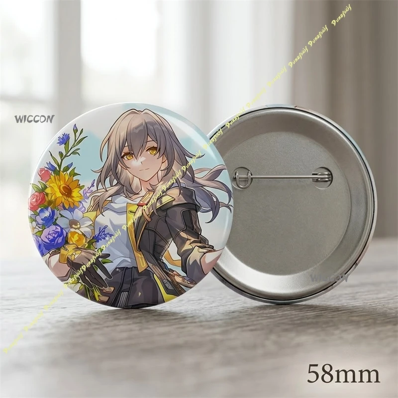 Honkai: Star Rail Stelle Tin Badge Game Character Holographic Round Brooch Pin Anime Game Collection Merch Gift for Fans