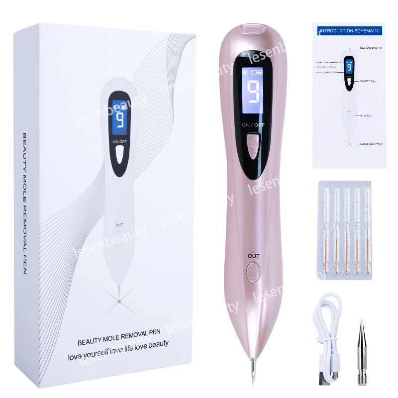 

9 Level LCD Face Skin Dark Spot Remover Mole Tattoo Removal Laser Plasma Pen Machine Facial Freckle Tag Wart Removal accessories