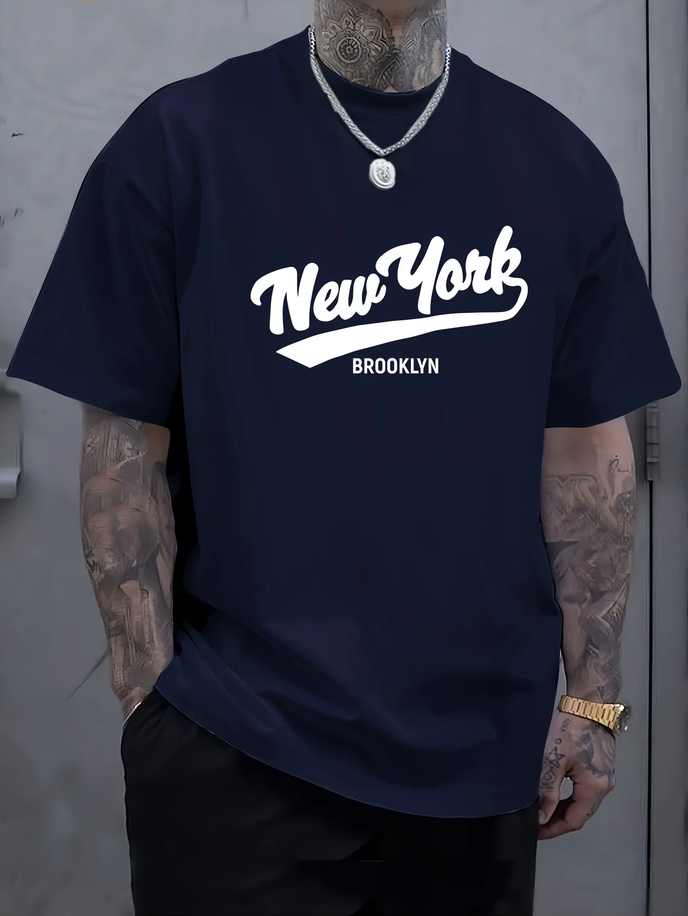 Camiseta con cuello redondo y estampado de letras de Nueva York para hombre, camisetas urbanas de moda de diseñador para hombre, Tops de algodón Vintage Harajuku Y2k para hombre
