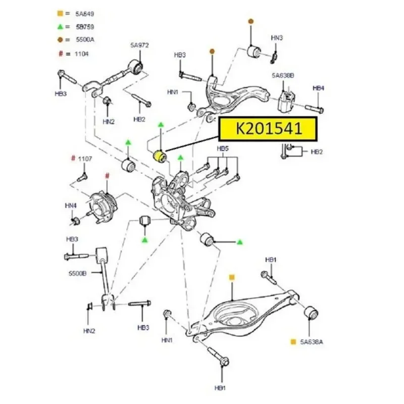 K201541 Rear Upper Knuckle Bushing for Ford Explorer 2011-2015 Suspension parts 45F2284