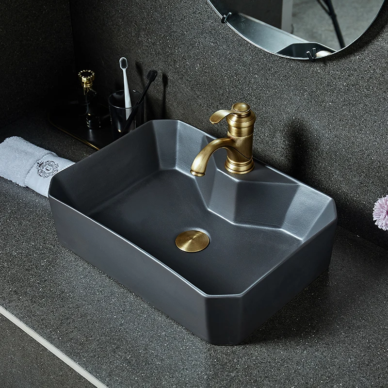 

Rectangular Jingdezhen Bathroom ceramic sink wash basin Porcelain Counter Top Wash Basin Bathroom Sinks european bathroom sink