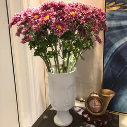 Nordic art ceramic vase creative black and white ceramic face vase decoration home decoration crafts porcelain vase decoration