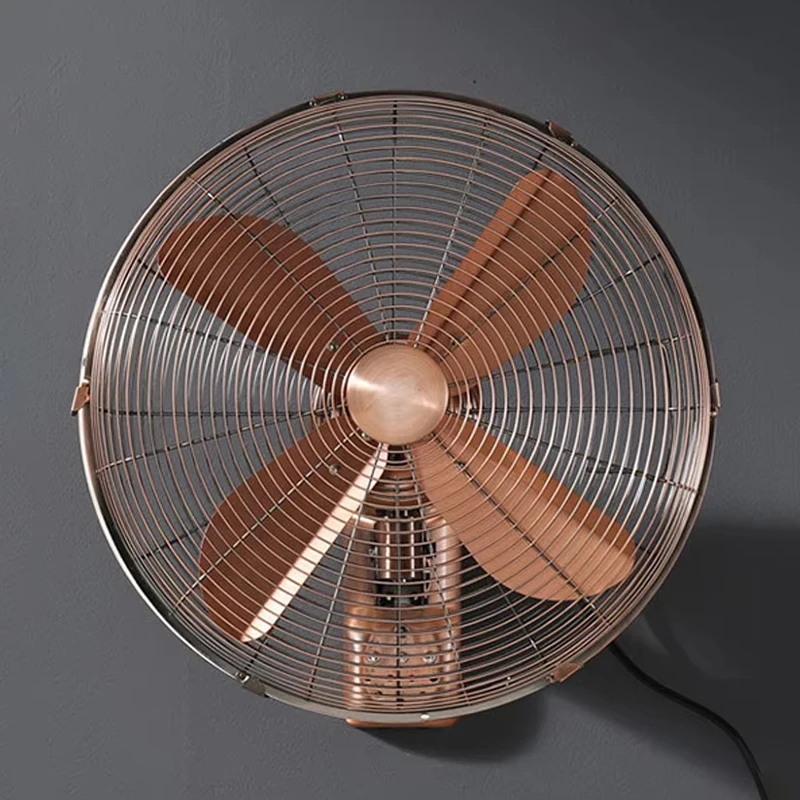 Wall Mount Fan Vintage Metal Oscillating Fan 100° Adjustable 3 Speeds Fan Powerful Airflow For Home Cafe Restaurant Cooling