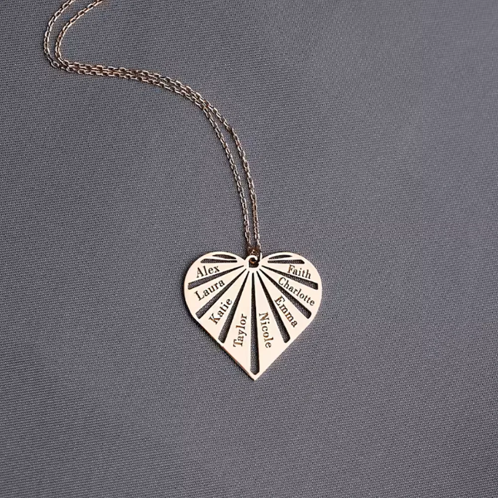 تخصيص متعددة اسم قلادة شخصية الأسرة الأطفال اسم قلادة للأم الفولاذ المقاوم للصدأ القلب قلادة مجوهرات هدية