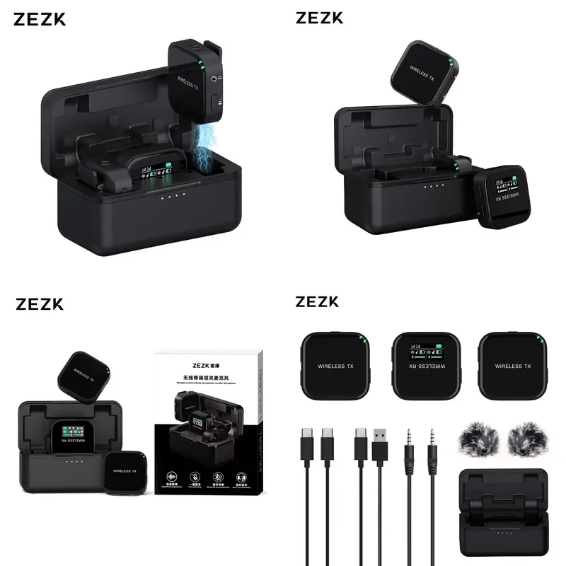 

ZEZK New Product Wireless Camera Lavalier Microphone Dual Microphone Youtube Tiktok Professional For Video Recording On