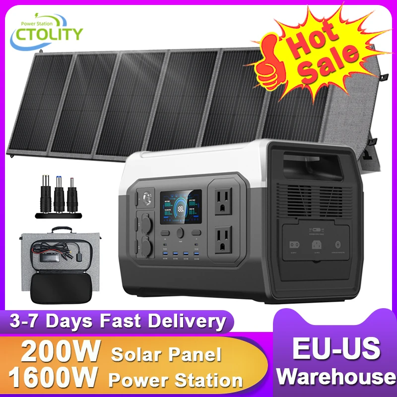 

Электростанция для кемпинга CTOLITY, портативный солнечный генератор переменного тока 1024 Втч Lifepo4, 200 Вт, 20,5 В, USB TYPE-C, гибкая солнечная панель, новинка
