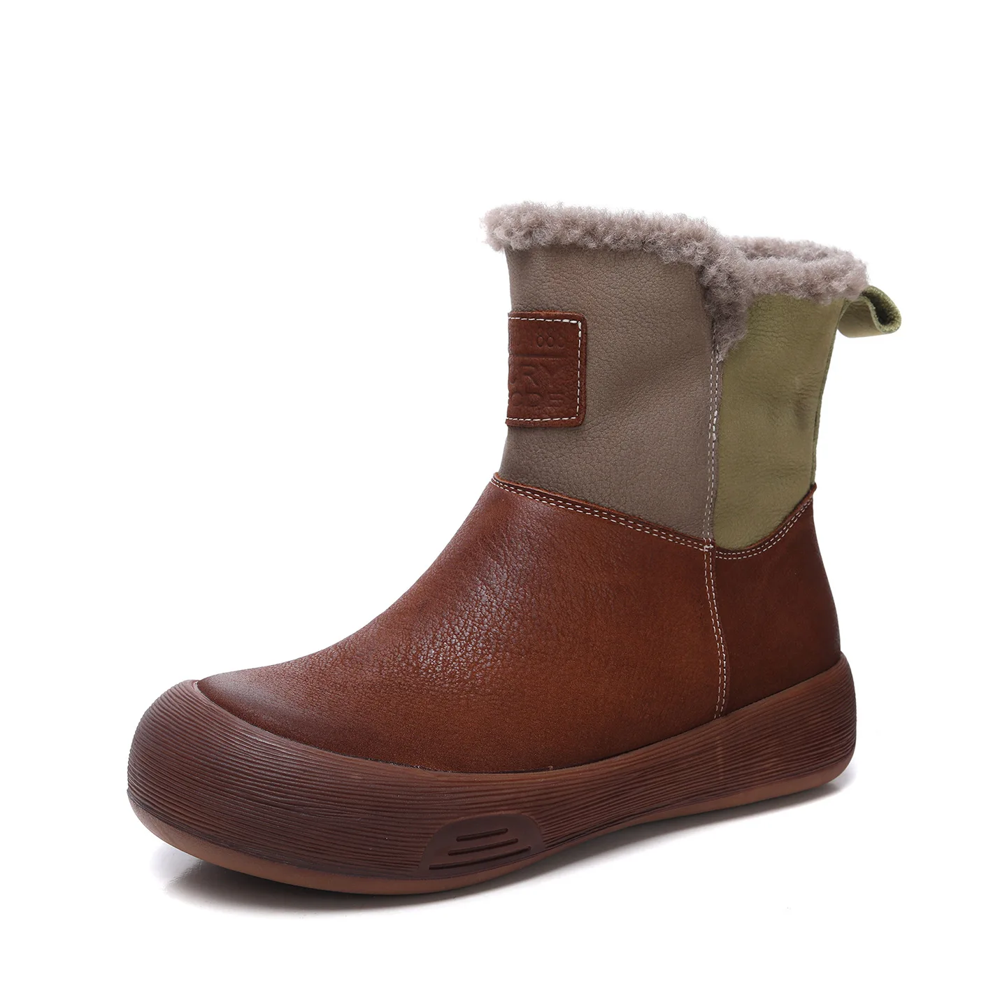 

GKTINOO женские зимние плюшевые теплые зимние ботинки с боковой молнией и толстой подошвой на танкетке, ботинки до середины икры из натуральной кожи на платформе