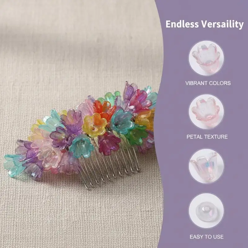 

100Pcs Flower Acrylic Beads Bell Flower Spacer Beads Caps For DIY Charms Bracelets Necklace Jewelry Crafts Making Accessories