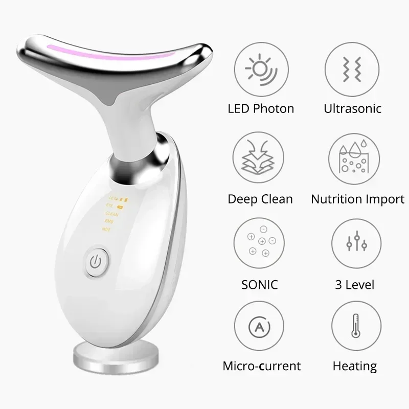 7 Color Beauty Device Micro Electric Neck Beauty Device Small Dolphin Neck Massage Device Facial Color Light Introduction V-face