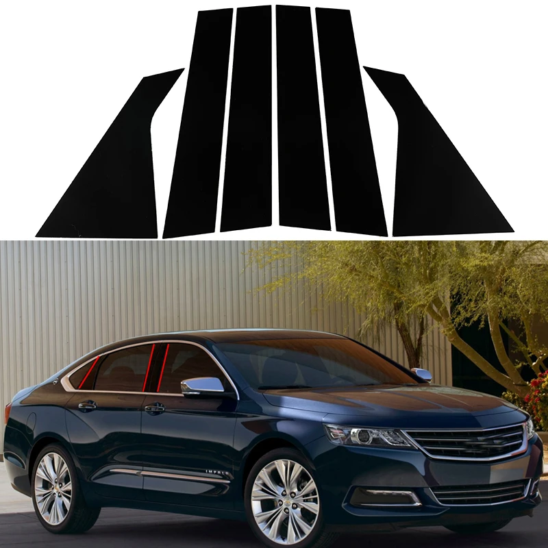 

6Pcs Car Window Pillar Posts Door Black Trims Cover Sticker For Chevrolet Impala 2014-2020 Chromium Styling Car Accessories