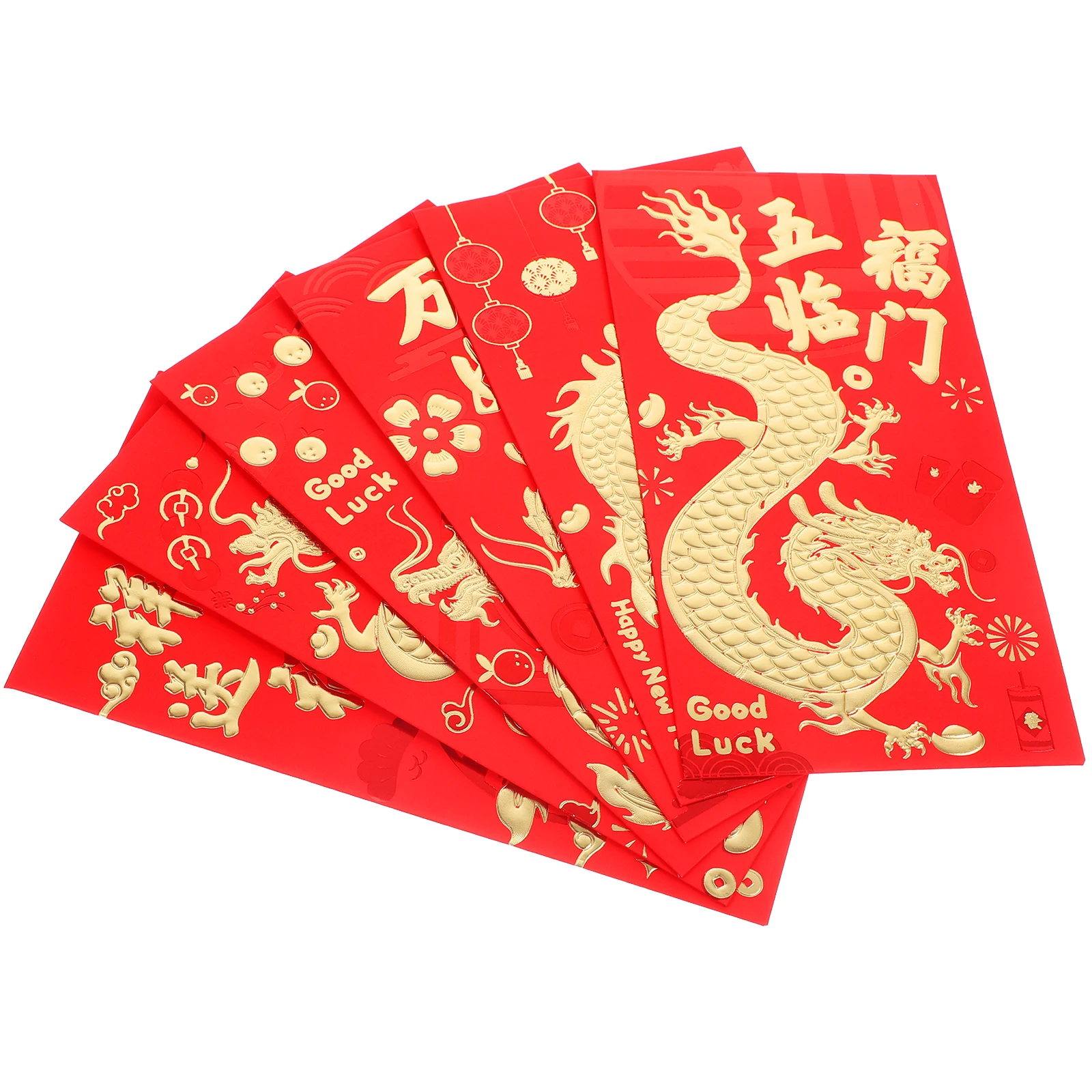 

30pcs Hot Stamping Red Envelope Bag Paper Chinese New Year Festival Wedding Gift Lucky Hongbao Dragon Pattern Cash