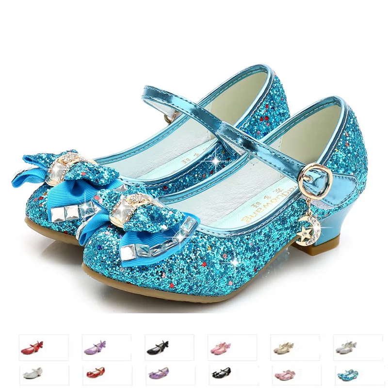 Princesa menina sapatos cinderela cristal brilhante diamante couro menina único sapatos desempenho sapato de salto alto