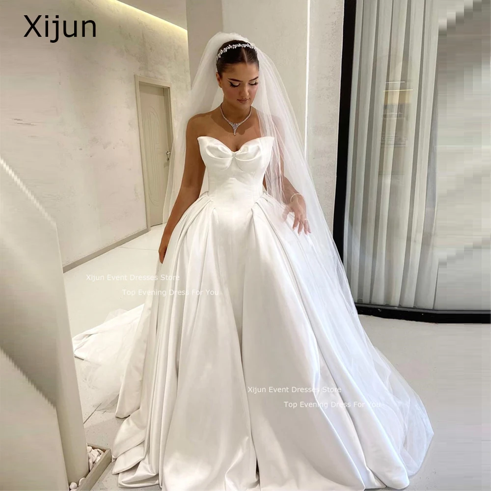 Xijun-Robe de mariée élégante en satin avec nœud pour femme, robes A-Line, robes éducatives pour les patients, quelle que soit la robe de mariée, 2023