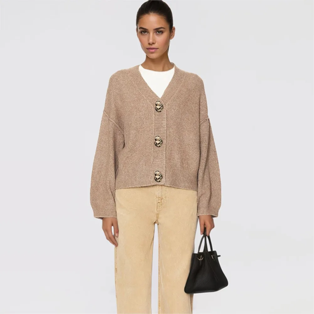 MsChuh Women Cardigan Winter Clothes Woman Pull Femmes Comfortable Jumper Casual Simple Style All-match Temperament Daily Button 2