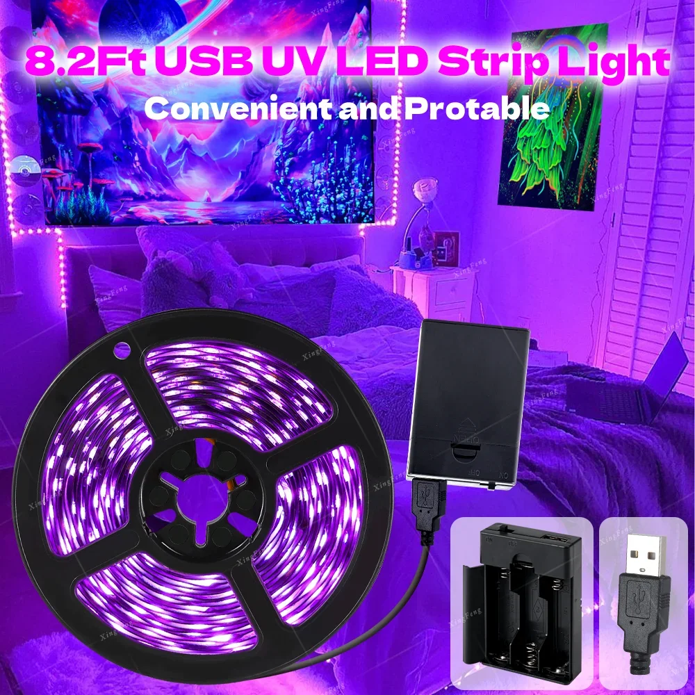 Nice DC5V USB LED Light With UV Light TV Background Lighting Home Decoration Luminous Party 2.5m 1/2/3/4/5pcs LED Light String