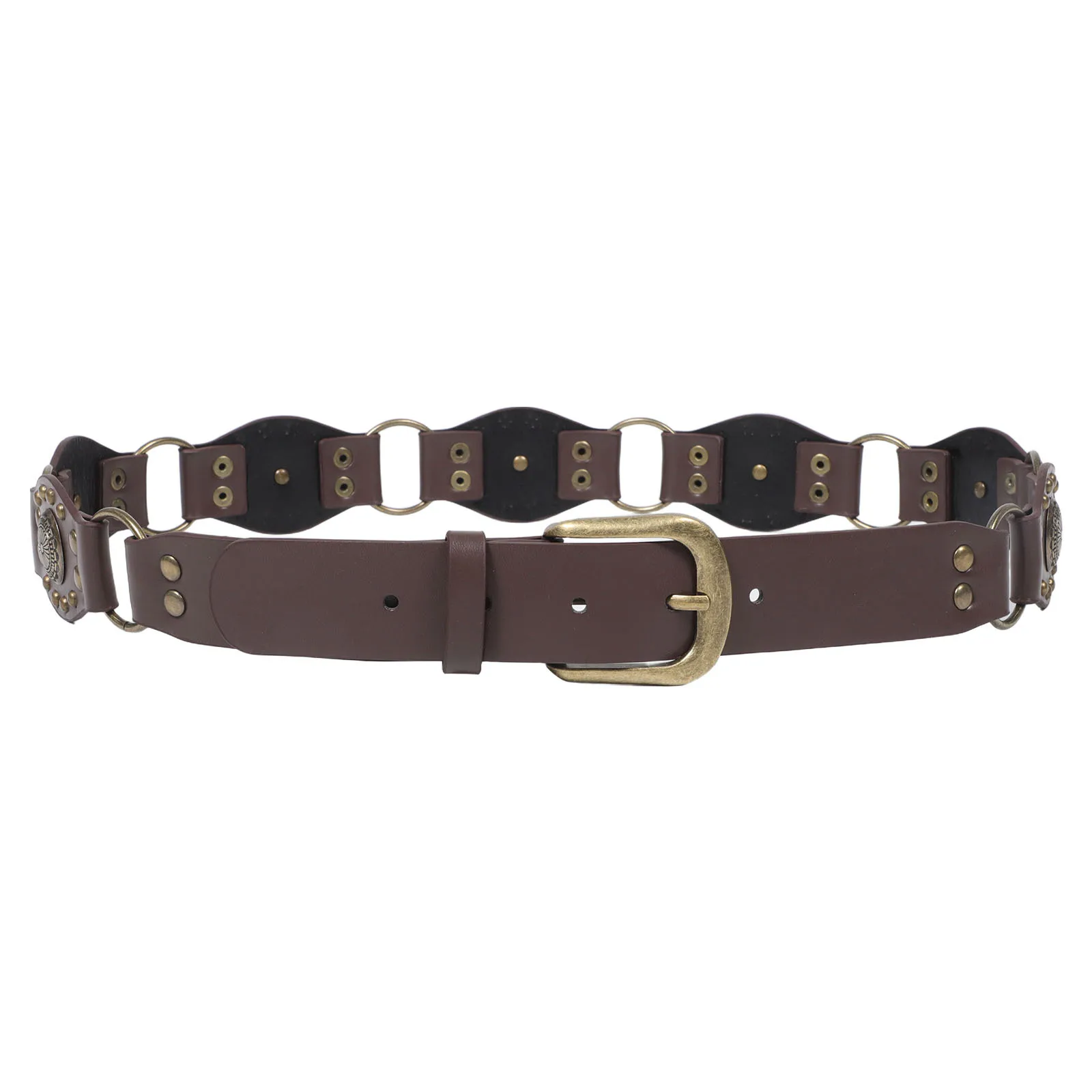 

Women Vintage Patchwork Belt Western Inspired Intricate Carving Craftsmanship Comfortable Durable Adjustable Fit for Jeans