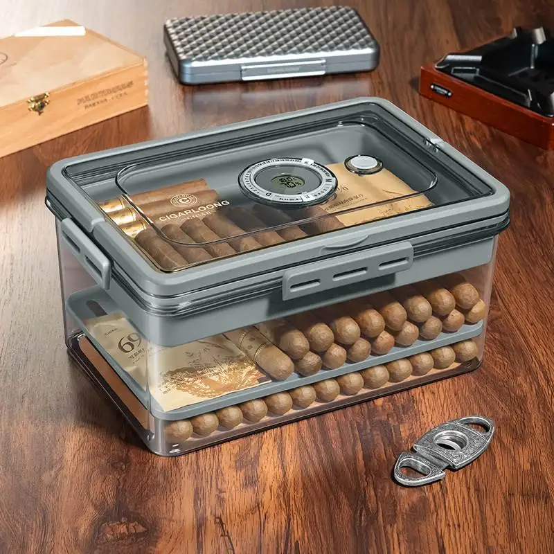

Портативный двухслойный прозрачный герметичный хьюмидор для сигар Vaillant CA25GK1 большой вместимости, удобный для переноски