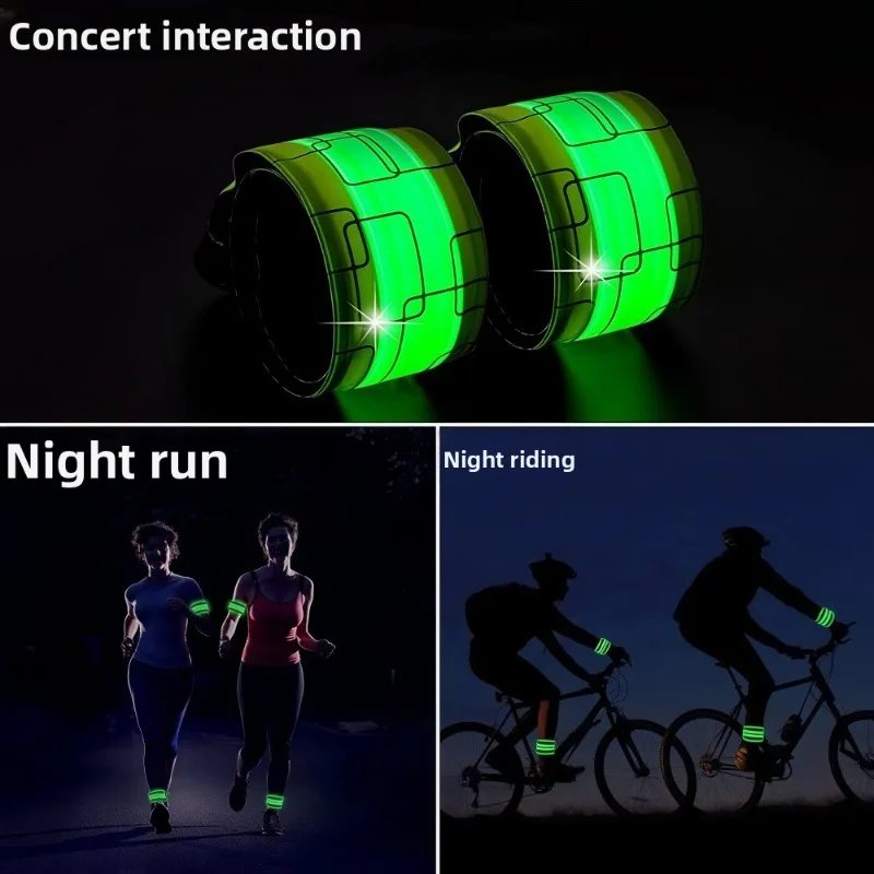 USB قابلة للشحن LED الذراع السلامة الفرقة ليلة تشغيل عاكس معصمه ركوب الدراجات تحذير ضوء الرياضة في الهواء الطلق للجنسين يمكن ارتداؤها #1